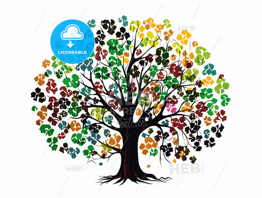 A tree composed of many colorful clover.
