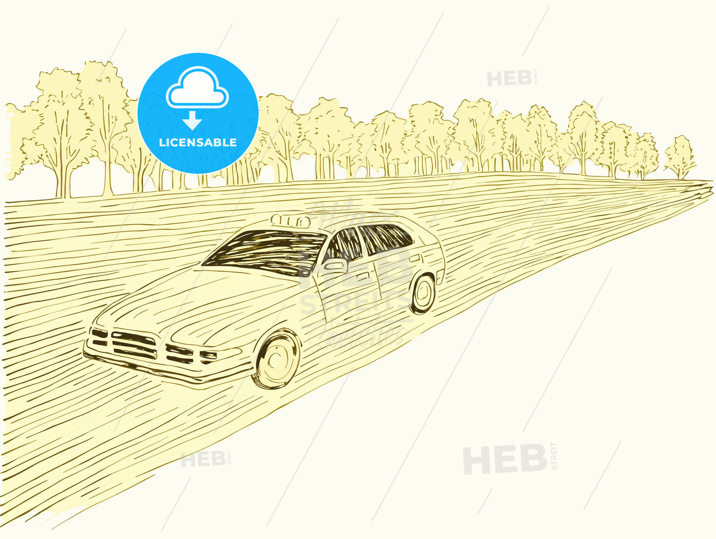 A yellow taxicab speeding along on a New York city