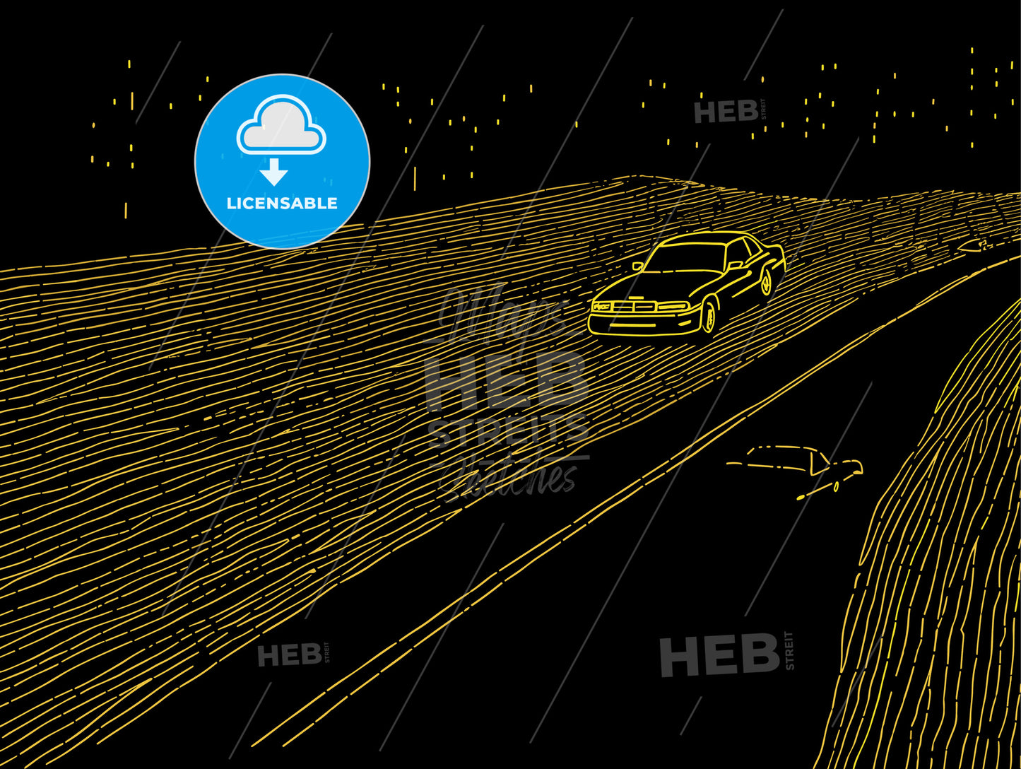 A yellow taxicab speeding along on a New York city