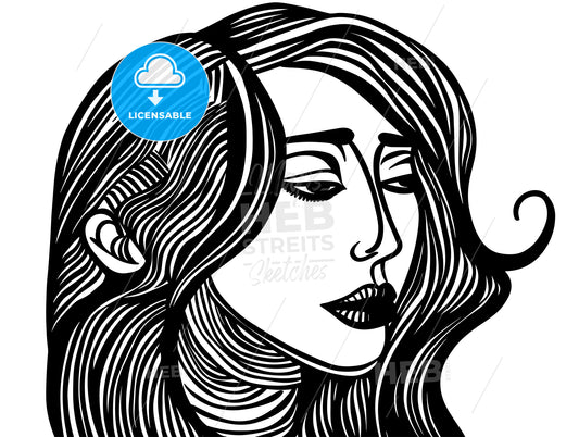 bust of 25 year old woman lino cut.