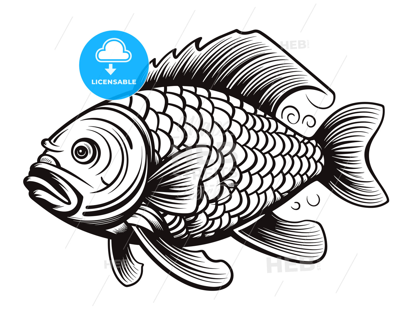 Carp fish cartoon. Vector illustration.