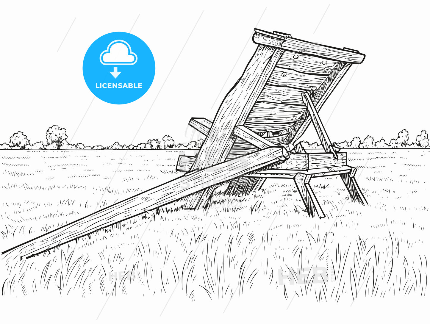 catapult on a field woodcut engraving .