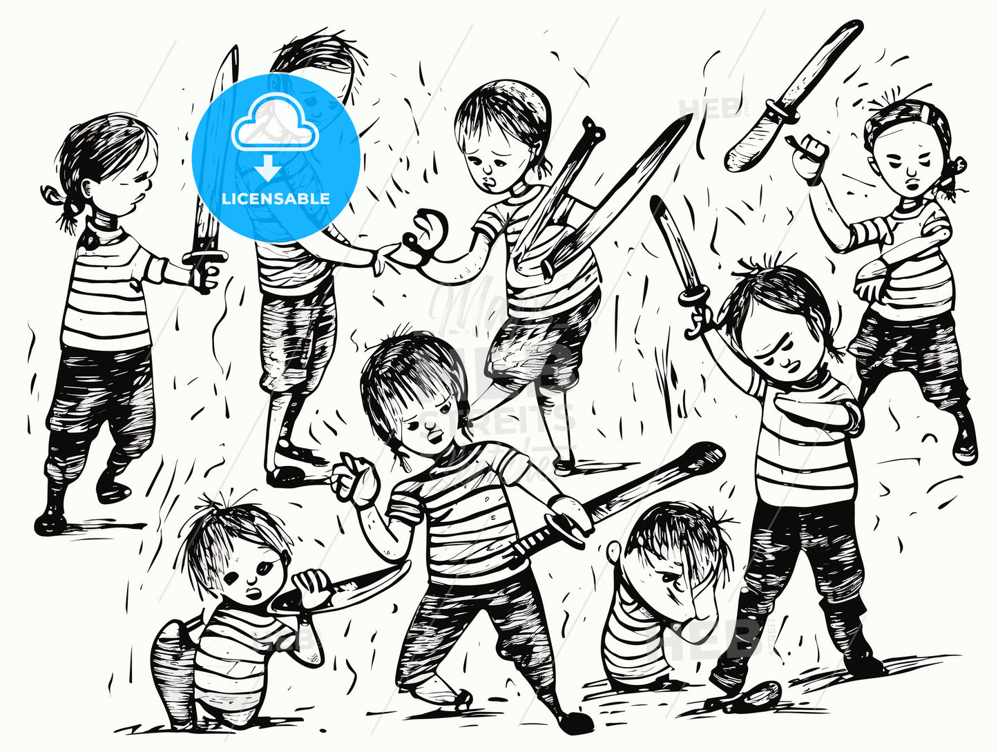 Children playing with knifes.