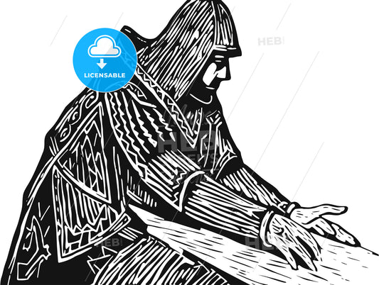 expressionist woodcut Ace playing card.