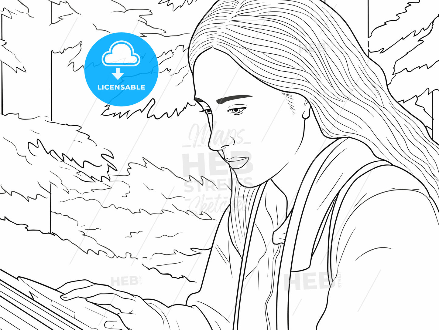 Female student partially smiling while looking at laptop