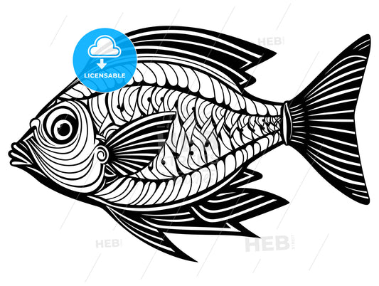 Fish as a fishing symbol isolated on white.