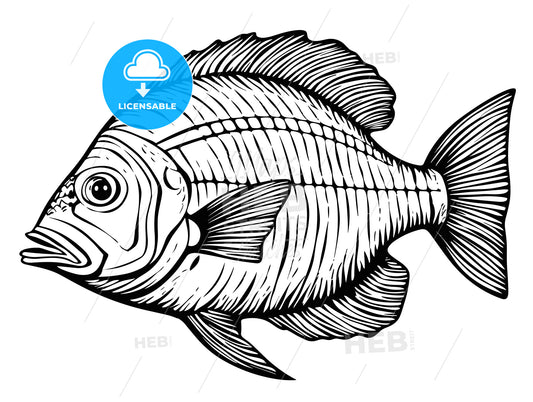 Fish as a fishing symbol isolated on white.