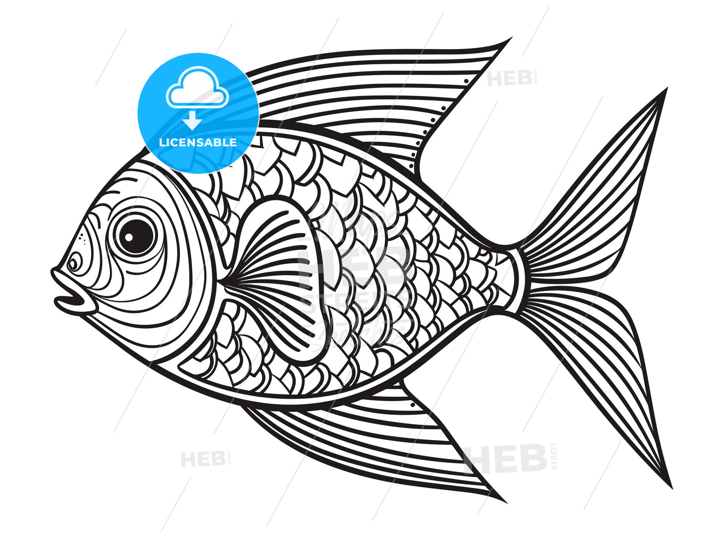 Fish as a fishing symbol isolated on white.