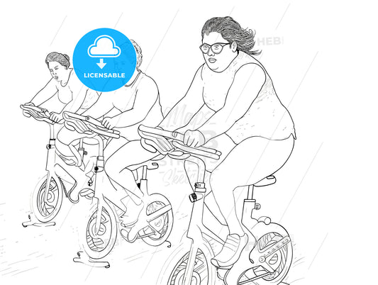 Group of women cycling in gym