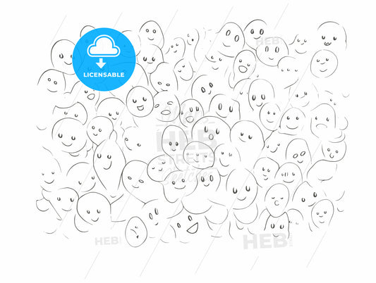 happy Emojis different expressions in hand-drawn style