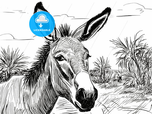 Head shot of Spanish Donkey on the island of Bonaire