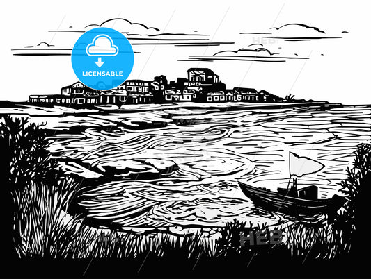 ink stamp based on a painting of Caloundra.