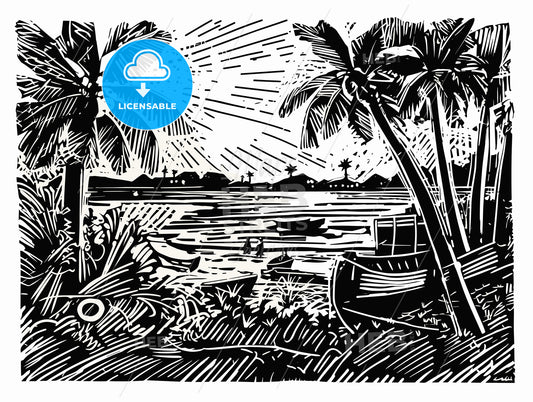 ink stamp based on a painting of Caloundra.