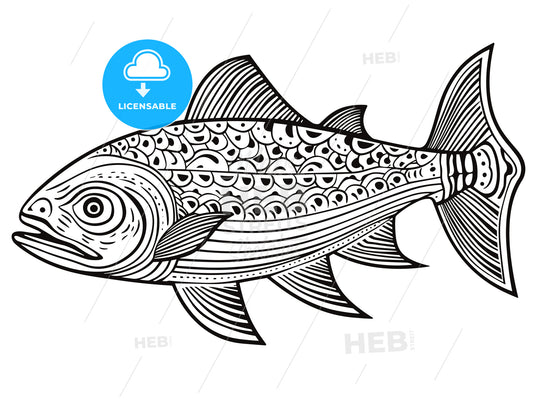 King salmon fish. Hand drawn.