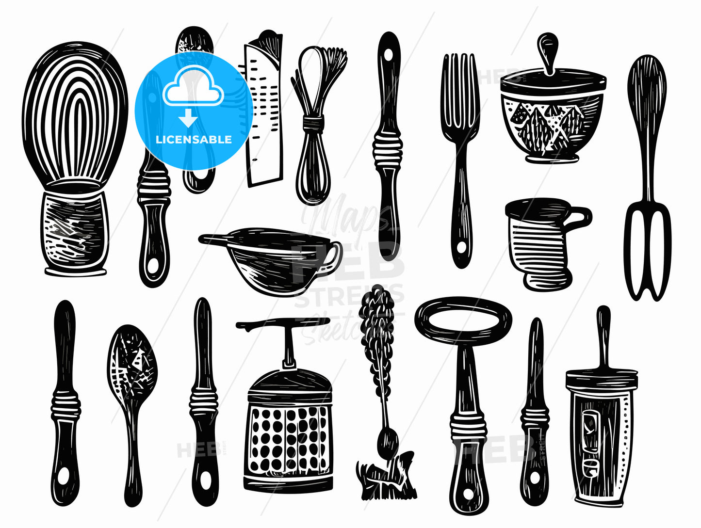 kitchen utensils.