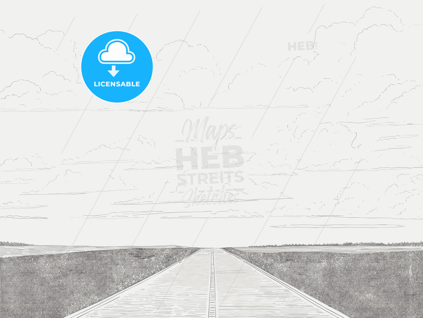 Landscape road clouds and the blue sky