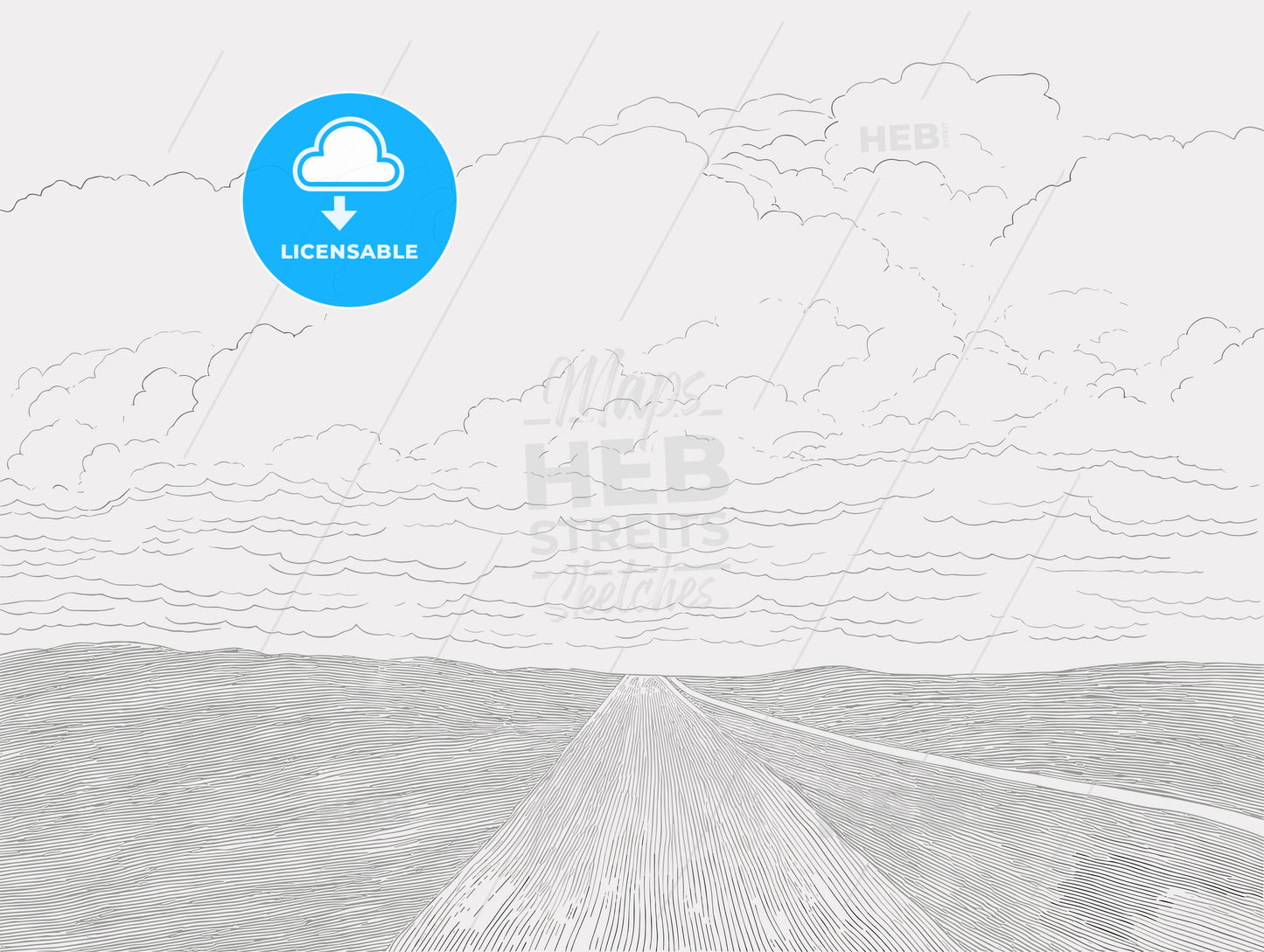 Landscape road clouds and the blue sky