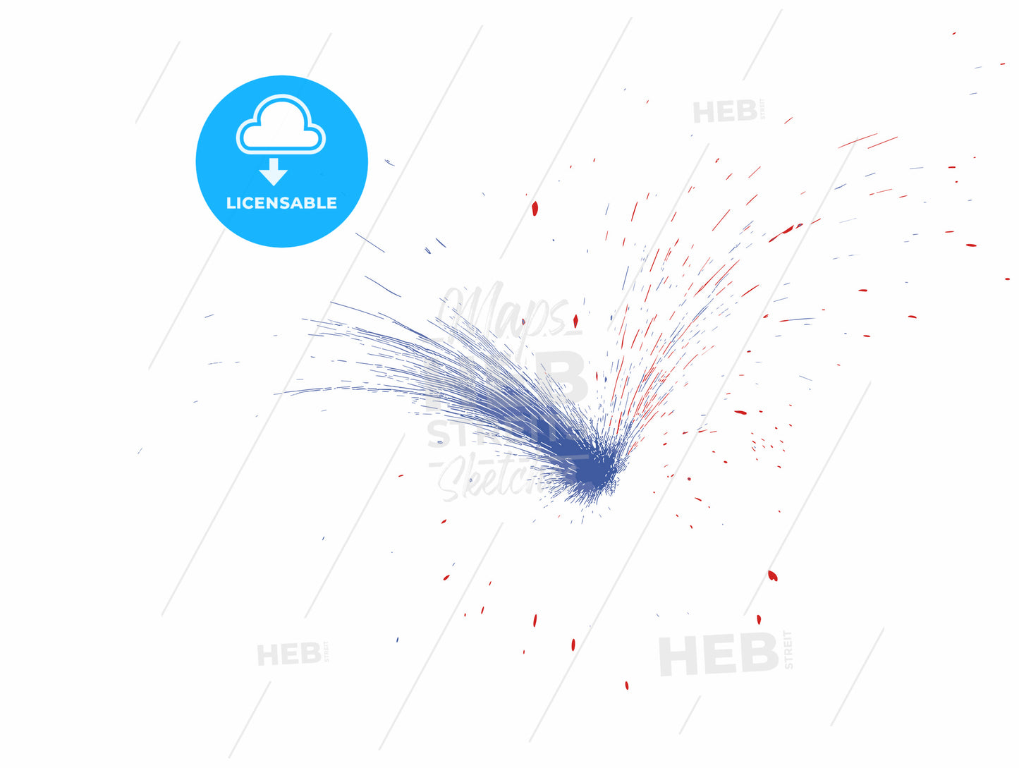 Love Concept - A red heart with some blue splatters