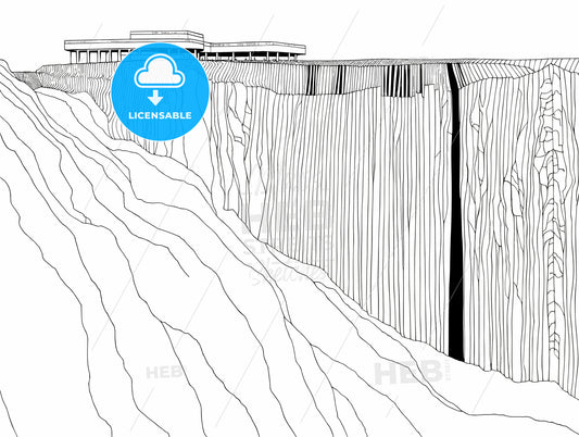 modern house on waterfall