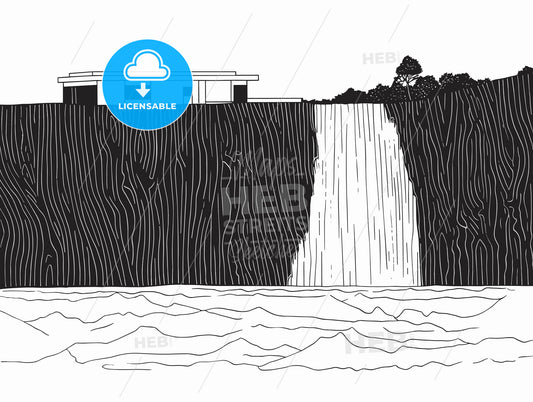 modern house on waterfall