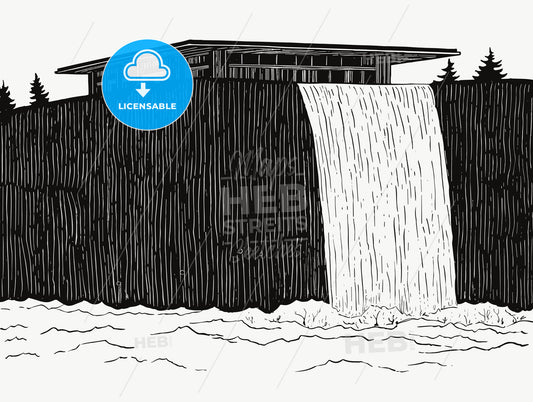 modern house on waterfall