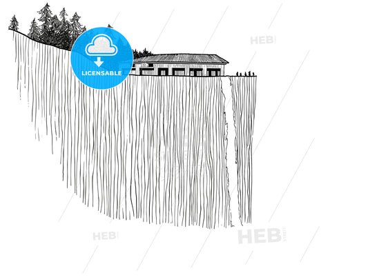 modern house on waterfall