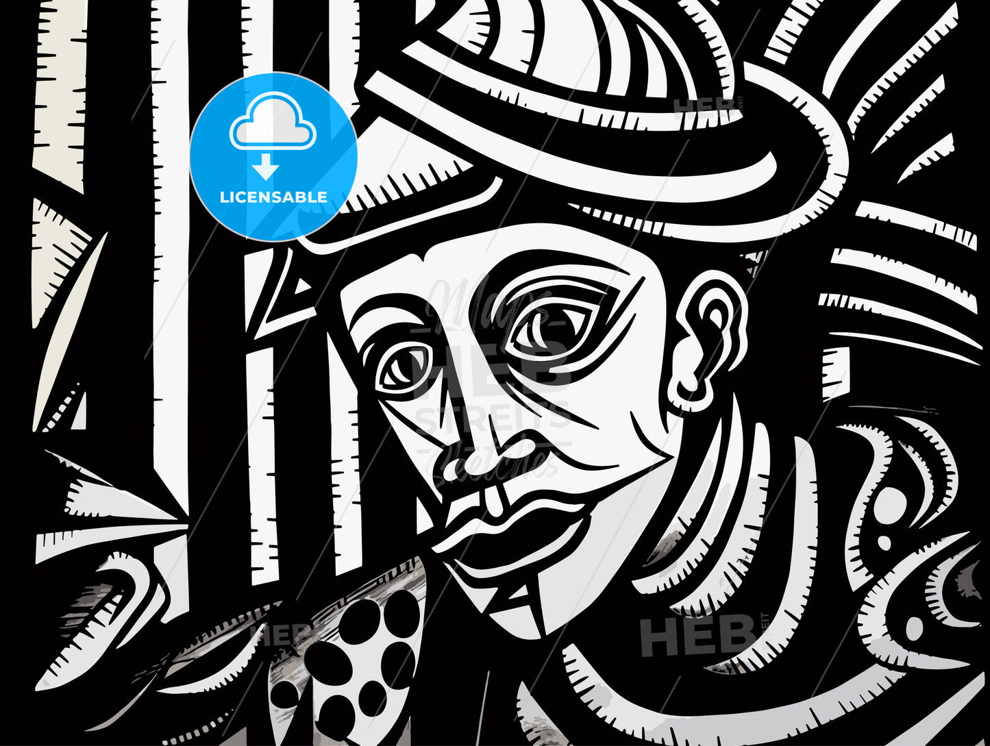 Pinocchio expressionist woodcut.