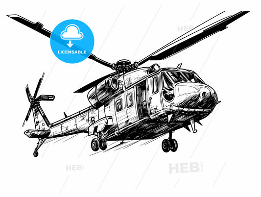 Rescue helicopter isolated white background.