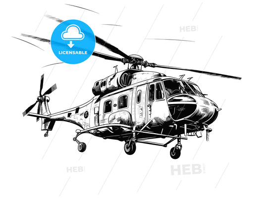 Rescue helicopter isolated white background.