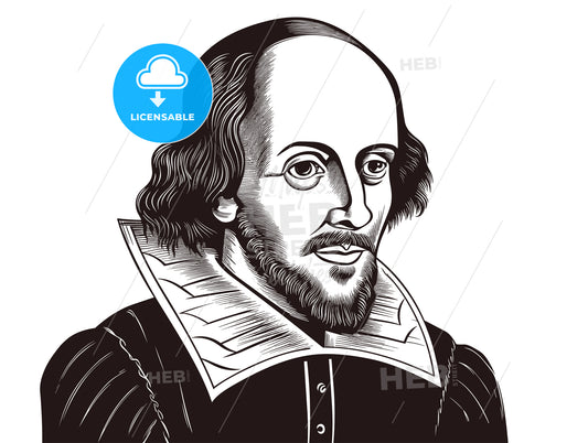 Stylized illustration of William Shakespeare.