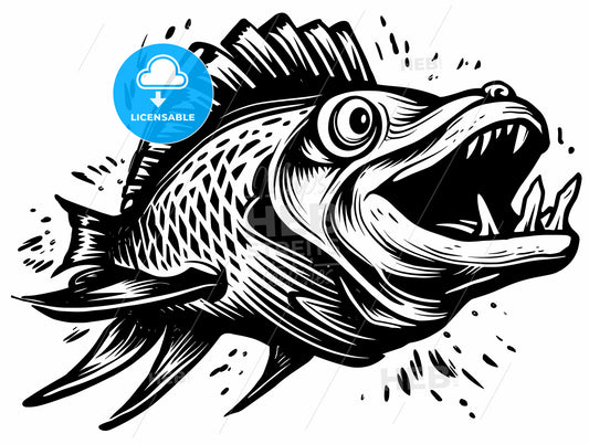 Vector illustration of angry fish cartoon.