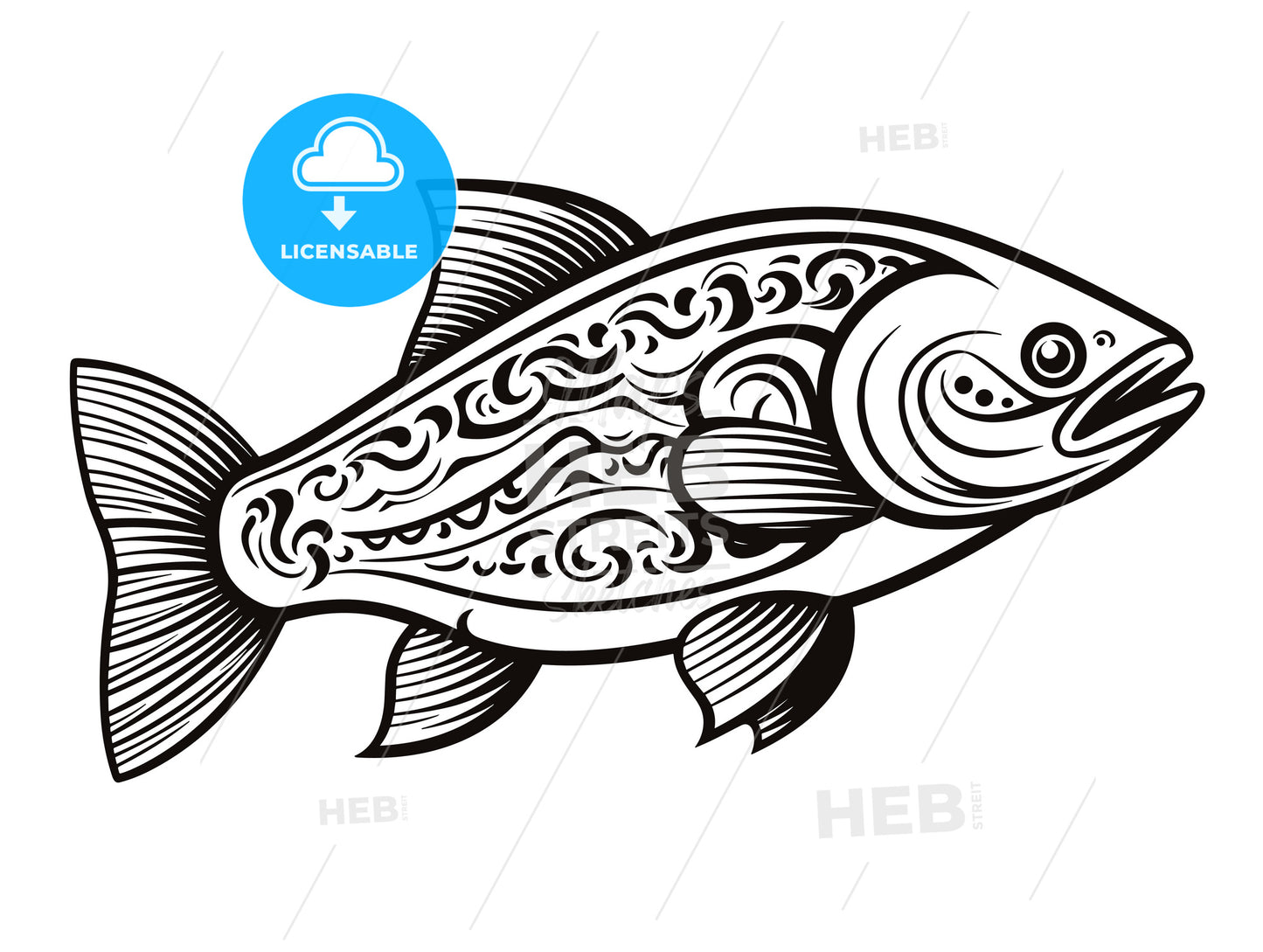 Vector symbol of trout fish.
