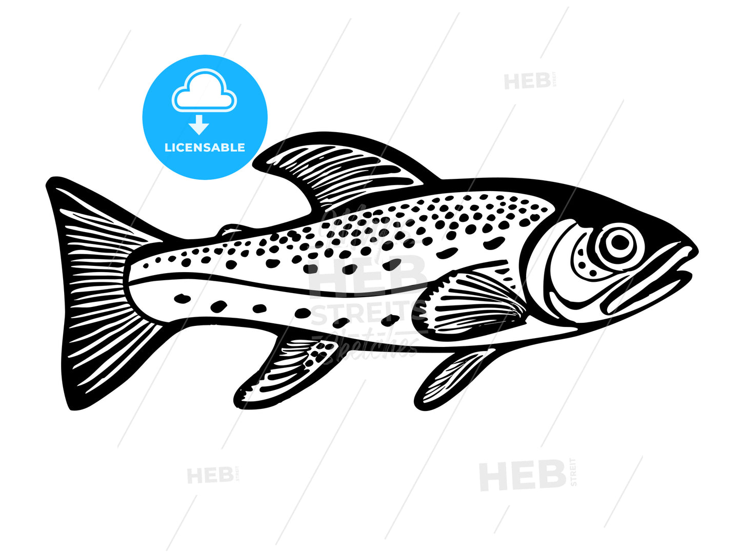 Vector symbol of trout fish.