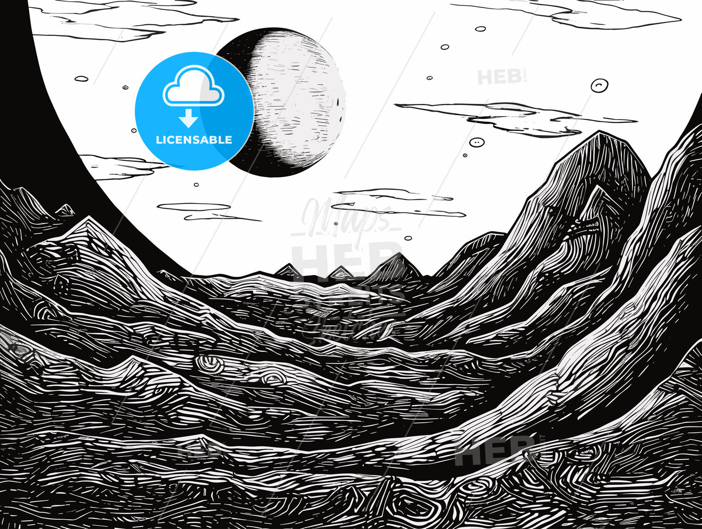 View of the rising Earth seen from the Moon.