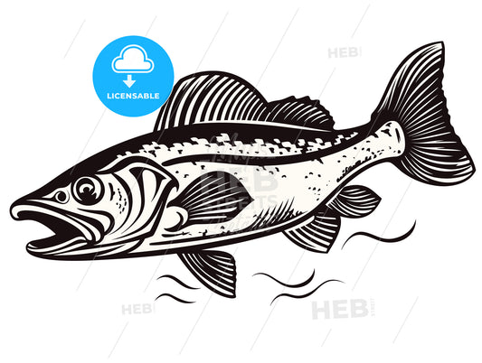 Walleye fish sign on white background.