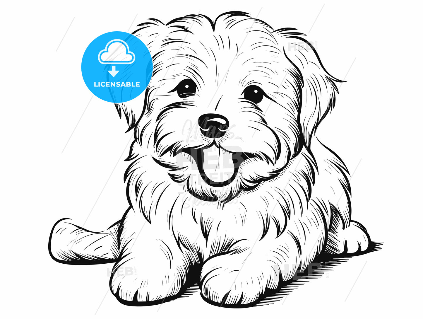 White puppy with smiling face in white background