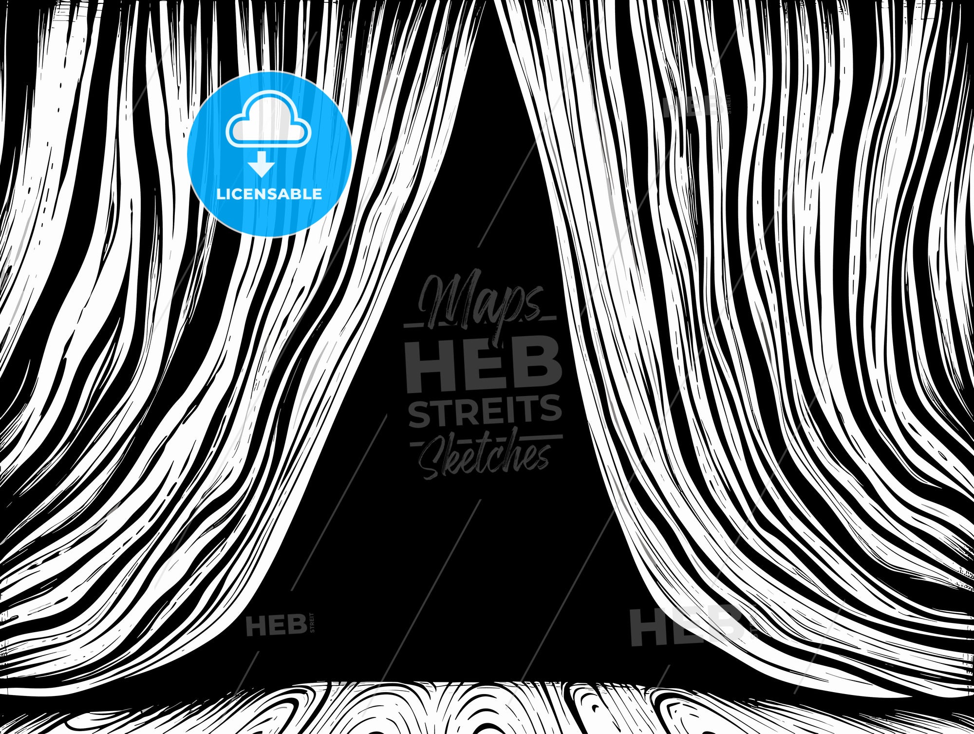 Wide open curtain pattern with space background - HEBSTREITS Stock Image