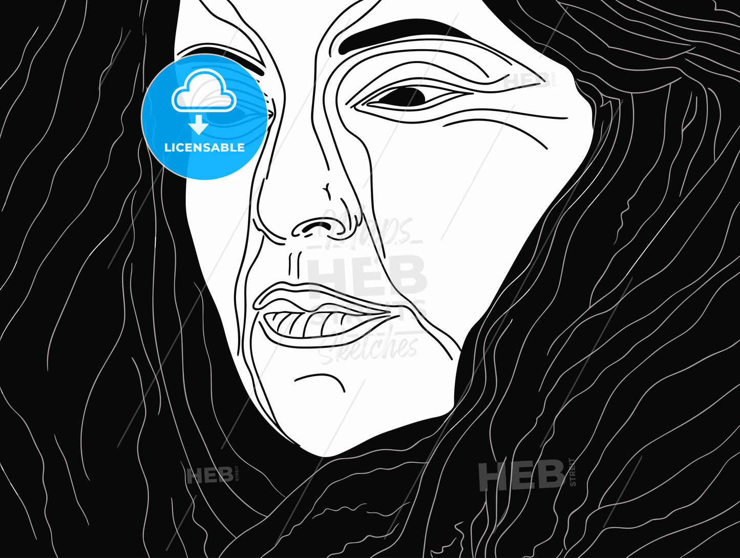 Woman with chield woodcut.