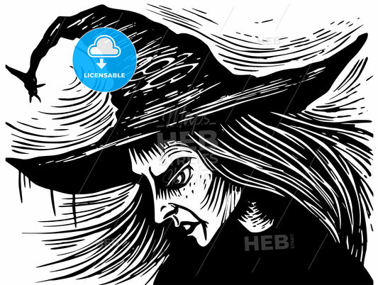 woodcut witch.