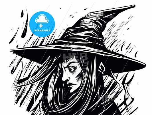 woodcut witch.