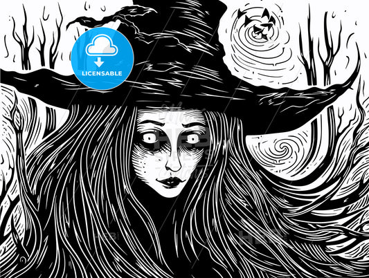 woodcut witch.