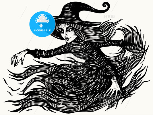 woodcut witch.