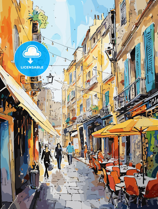 watercolor provence streets poster