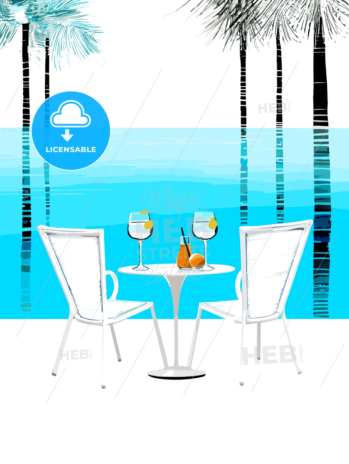 Beach holidays with two cocktails near swimming pool