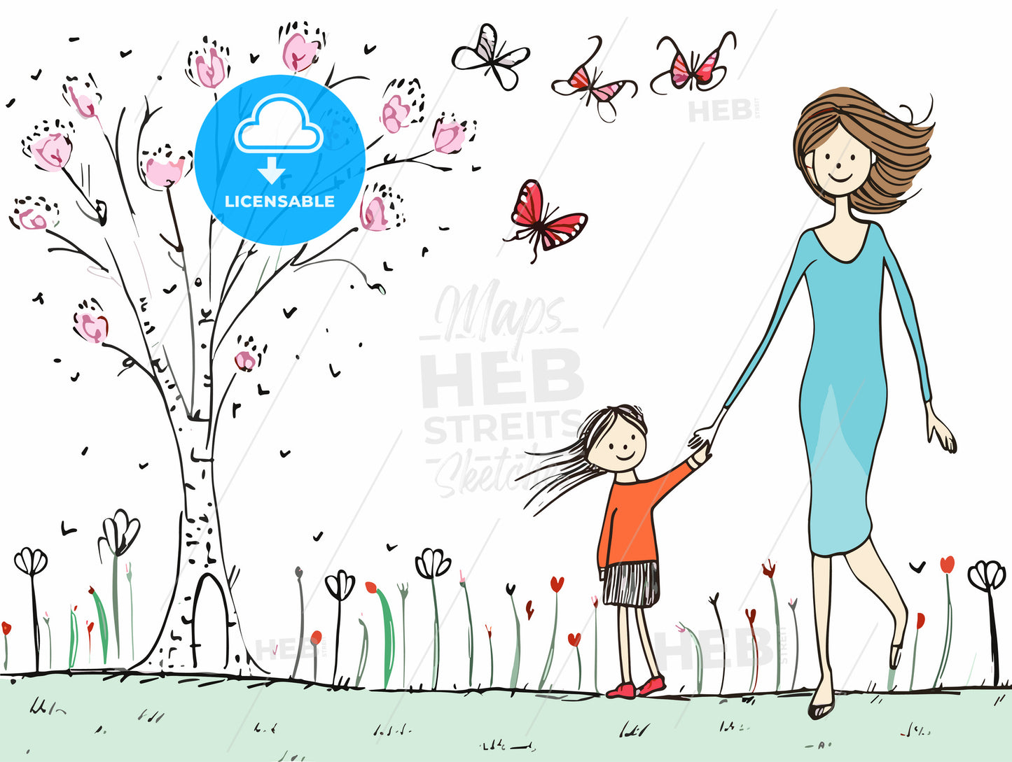 Cartoon card for Mother s Day