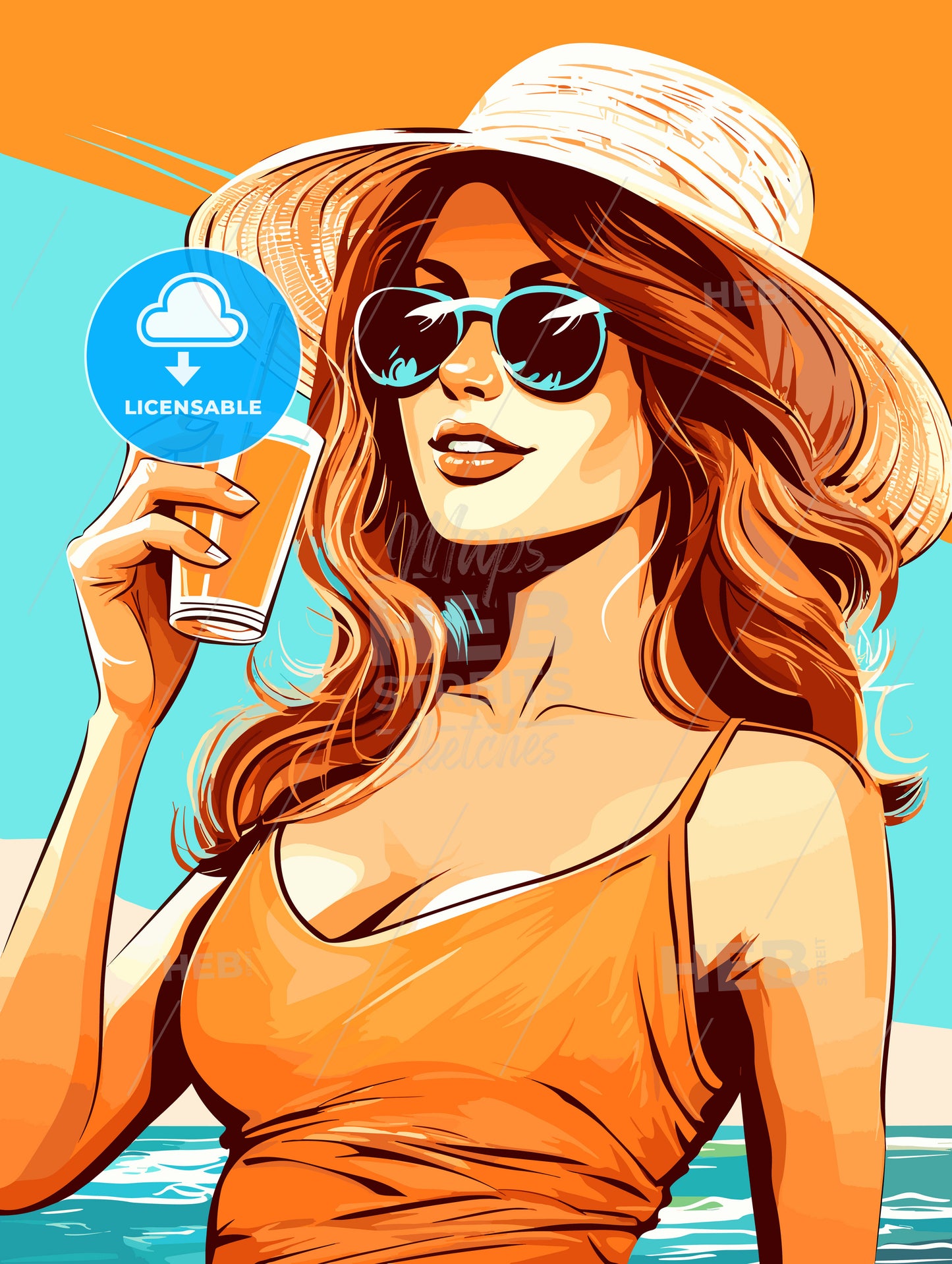 Coconut fresh cocktail beach woman drinking