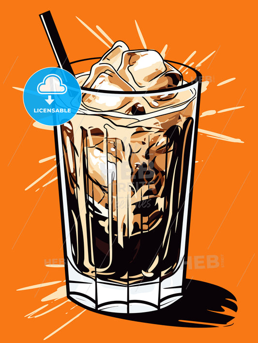 Cold coffee drink with ice and splashes