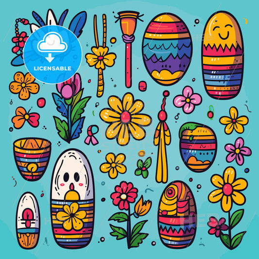 Collection of easter icons and design elements