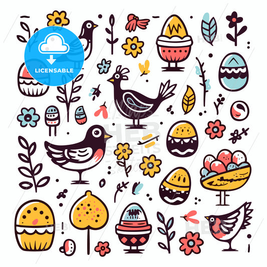 Collection of easter icons and design elements