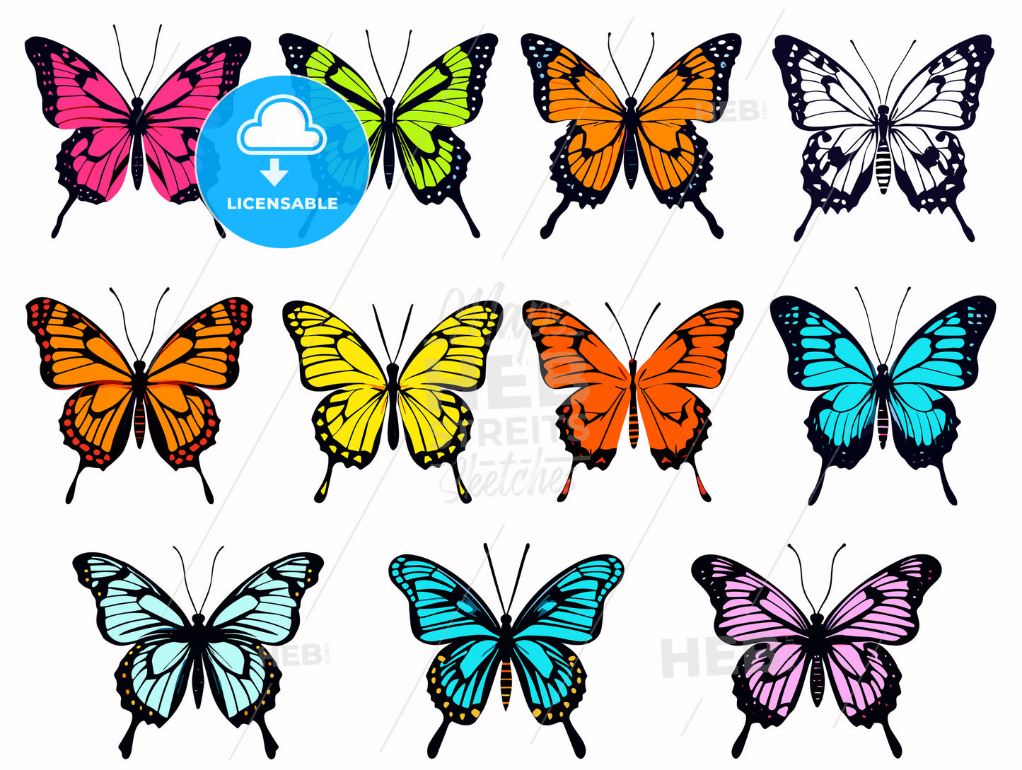 Colorful butterfly s set